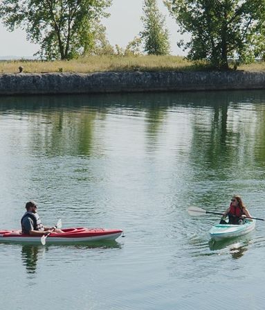 Kayakers lounging