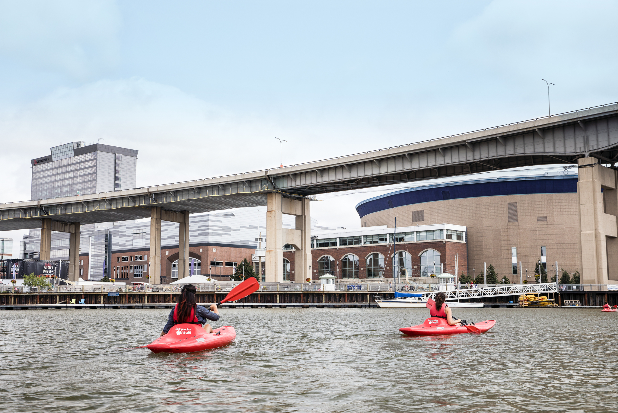 Couple Paddling in Kayaks